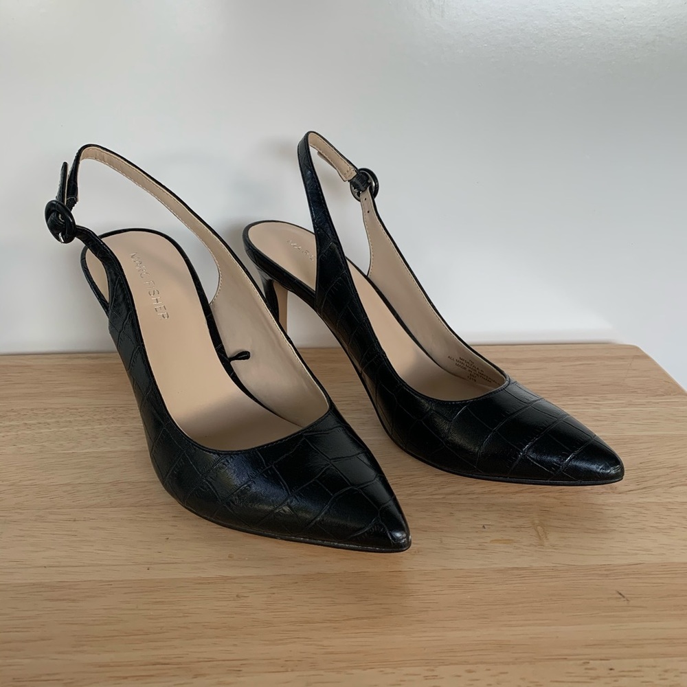 MARC FISHER Slingback Faux Croc Heel